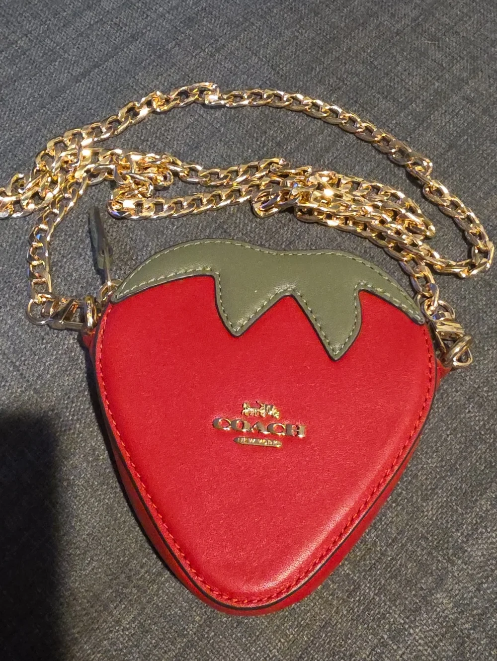 Coach Red and Olive Strawberry Mini Crossbody
